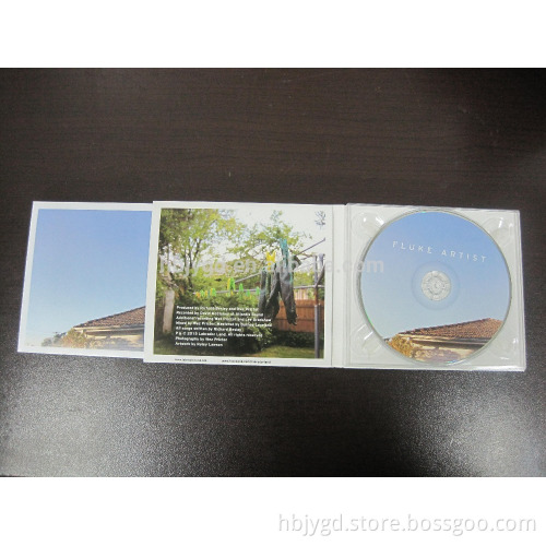 4 Panels CD Digipak case, 750gsm cardbpard paper, Booklet ,Glossy Lamination ,Clear CD Tray, Shrink wrapping